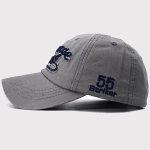 Vintage dark grey cotton baseball cap with embroidered 55 Striker side logo and lettering