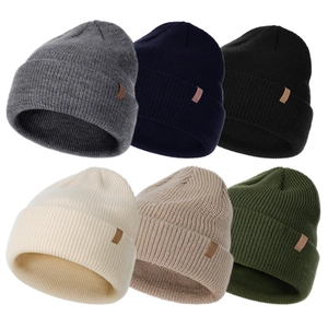 Classic Unisex Knitted Winter Beanie Hat For Kids Adults Warm Thickened Solid Color Acrylic Cuffed Skull Cap Outdoor Headwear