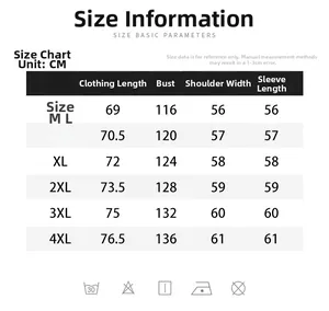 Detailed size chart for men's vintage leather jacket showing measurements from M to 4XL