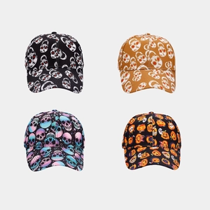 Halloween Baseball Cap Polyester Printed Skull Pumpkin Ghost Pattern Adjustable Sunshade Hip Hop Hat For Men Women