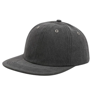 Classic dark grey wide brim baseball cap with vintage cotton twill and metal eyelets