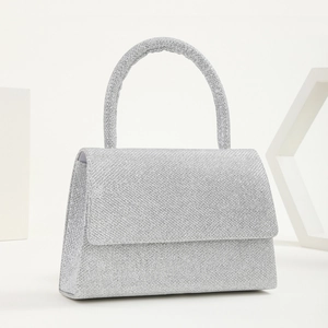 Glitter Evening Clutch Handbag For Women Trapezoid Handheld Crossbody Metal Chain Magnet Closure Party Wedding Banquet