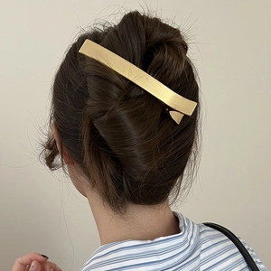 Pinces À Cheveux Métal Brossé Rectangulaire Clips Bec De Canard Minimaliste Élégant Accessoires Pour Femmes