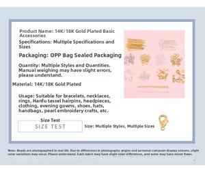 Detailed set of 14k gold plated lobster clasps and pins for DIY jewelry making kits
