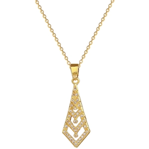 Luxurious gold arrow pendant necklace with clear zircon stones on a fine titanium chain