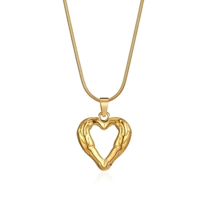 Elegant gold heart pendant necklace featuring a sleek snake chain for women