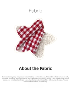 Detail of red checkered cotton canvas fabric and white faux lamb wool lining texture