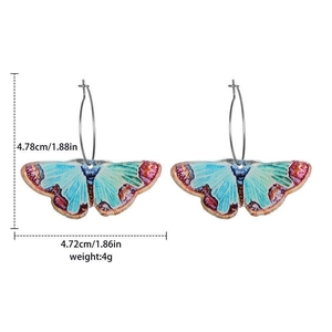 Detailed dimensions of blue butterfly earrings showing 4.78cm height and 4.72cm width