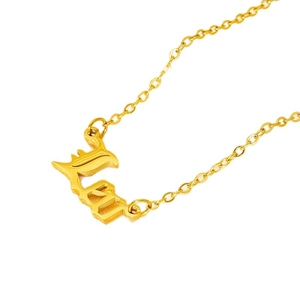 18K gold plated stainless steel necklace featuring a gothic letter F pendant