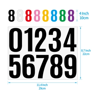 Waterproof 4 inch vinyl number stickers in multiple colors for mailboxes and sorting