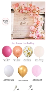 Detailed set of multi-color party balloons including rose gold and macaron orange latex
