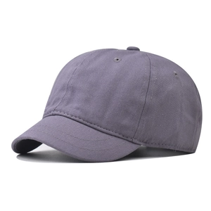 Vue détaillée de la casquette de baseball en toile gris-violet avec visière courte