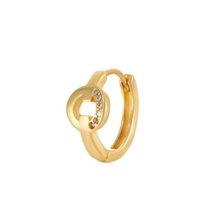 Gold plated heart cross cartilage hoop earring with sparkling clear cubic zirconia