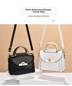 Detail of structured handbags with metal ring handles and woven texture on side