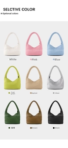 Collection of nine colorful hand-woven hobo bags showcasing premium textures and rich tones