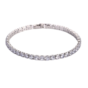 Classic tennis bracelet with 4mm square cut cubic zirconia in silver-plated claw setting