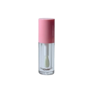 6ml clear lip gloss empty tube with pink cap and large brush head for makeup packaging