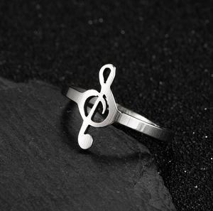 Treble Clef Musiknote Ring Edelstahl Verstellbar Offene Größe Schmuck Für Frauen Musikliebhaber Poliert