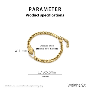 Détail du bracelet serpent en acier doré avec dimensions et fermoir à mousqueton