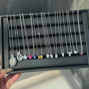 Collection of S925 sterling silver necklaces featuring diverse gemstone pendant styles