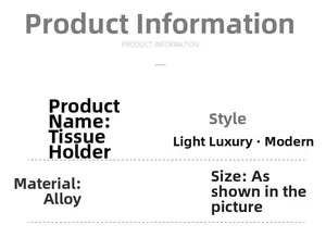 Detailed specifications table for modern luxury alloy napkin holder with size and material info