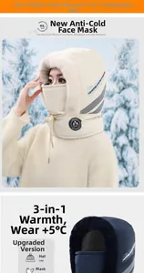 Macro detail of 3-in-1 winter hood with thick faux fur lining and reflective strip