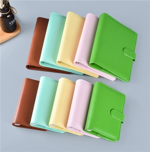 Colorful A5 A6 A7 PU leather binder covers with magnetic buckles in five pastel shades