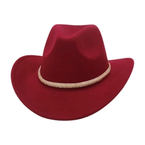 Western Cowboy Hat Felt Fedora Wide Brim With Braided Band Vintage Ethnic Style For Men Women Unisex