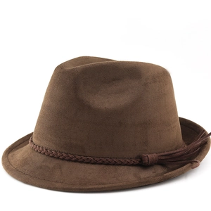 Fedora Hat Faux Suede Western Cowboy Style With Braided Band And Tassel Wide Brim Retro Ethnic For Men Women Adjustable
