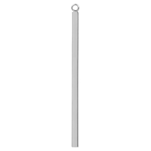 Macro shot of silver rectangle stainless steel pendant charm with a polished finish