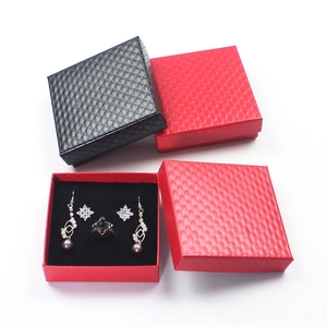 Premium red and black jewelry gift boxes with diamond texture for rings and earrings