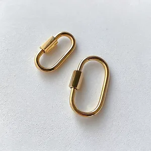 Polished Stainless Steel Oval Carabiner Screw Lock Pendant Connector For DIY Jewelry Making Necklaces Bracelets Geometric Link Jewelry Findings