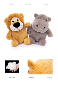 Close-up of high-elasticity PP cotton filling and soft plush fabric of the lion doll
