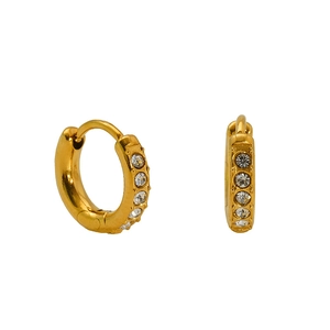 18K gold plated stainless steel hoop earrings with sparkling round zircon inlays