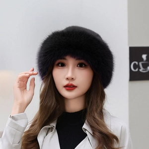 Elegant deep purple faux fur Mongolian hat for women with thick warm winter plush texture