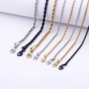 Polished silver, gold, and black twisted rope necklaces with secure lobster clasps