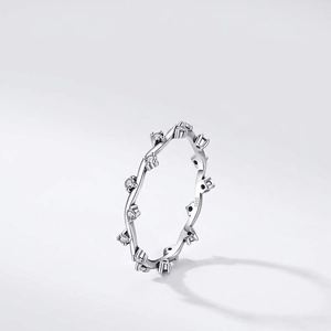 925 Sterling Silver Wave Ring Dainty Irregular Vine Minimalist Micro Pave Zircon Elegant Finger Jewelry For Women