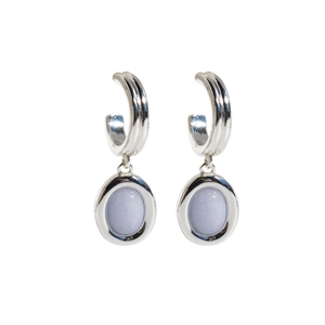 Eleganti orecchini ovali in argento con pietre preziose lavanda e stile minimalista