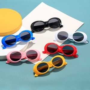 Kinder Sonnenbrille Retro Oval Kunststoffrahmen Harzlinse UV Schutz Mode Brillen Für Jungen Und Mädchen