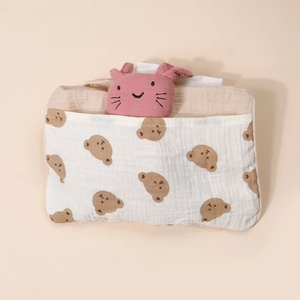 Cotton baby crib organizer bag with bear print and cute cartoon animal design