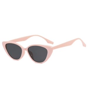 Pink cat eye sunglasses for women with dark grey lenses in a retro matte finish