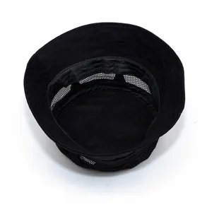 Internal view of sun hat showing breathable mesh lining and black sweatband detail