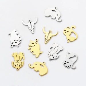 Variety of cute stainless steel animal charms in gold and silver for DIY jewelry