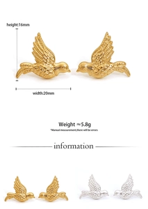 Detailansicht der Vogel-Ohrstecker mit Maßen 16x20mm und Gold- oder Silber-Finish