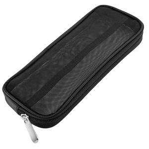 Borsa porta pennelli in rete di nylon nero con cerniera argento per il viaggio