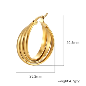 Minimalist gold spiral twisted hoop earrings in titanium steel for women fashion