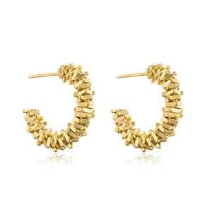 14K gold plated geometric chain link hoop earrings with 925 silver needle for women