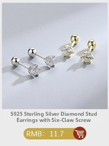 Macro view of S925 sterling silver four-prong stud earrings with secure screw back closure