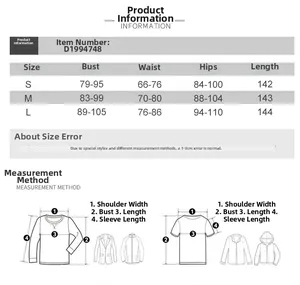 Detailed size chart with bust, waist, and hip measurements for women's maxi dress