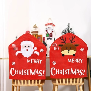 Christmas Santa and Reindeer chair covers in red non-woven fabric for dining decor